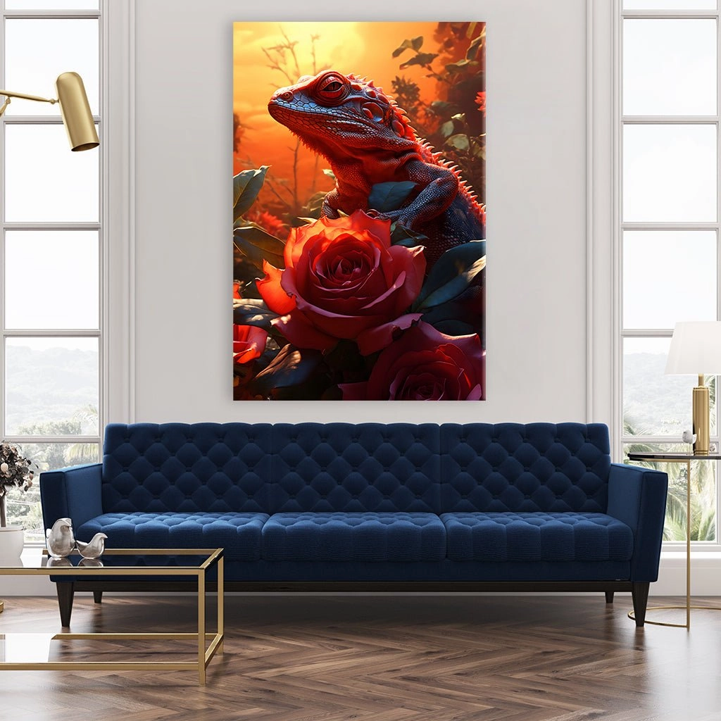 Lizard in Roses by Markus Mikolai