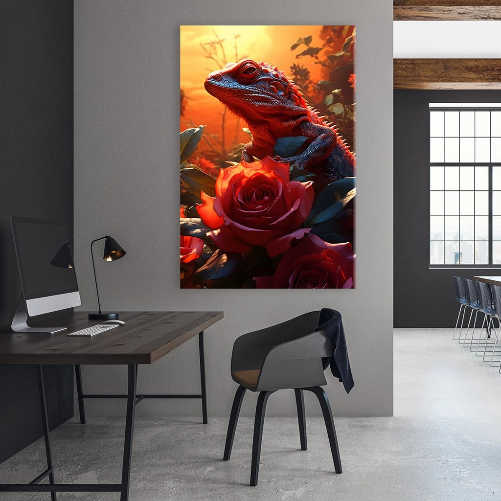Lizard in Roses by Markus Mikolai