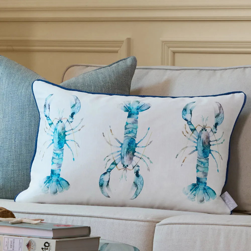 Lobster Printed Piped Cushion Cobalt modern fashion rug  