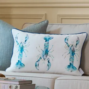 Lobster Printed Piped Cushion Cobalt modern fashion rug  