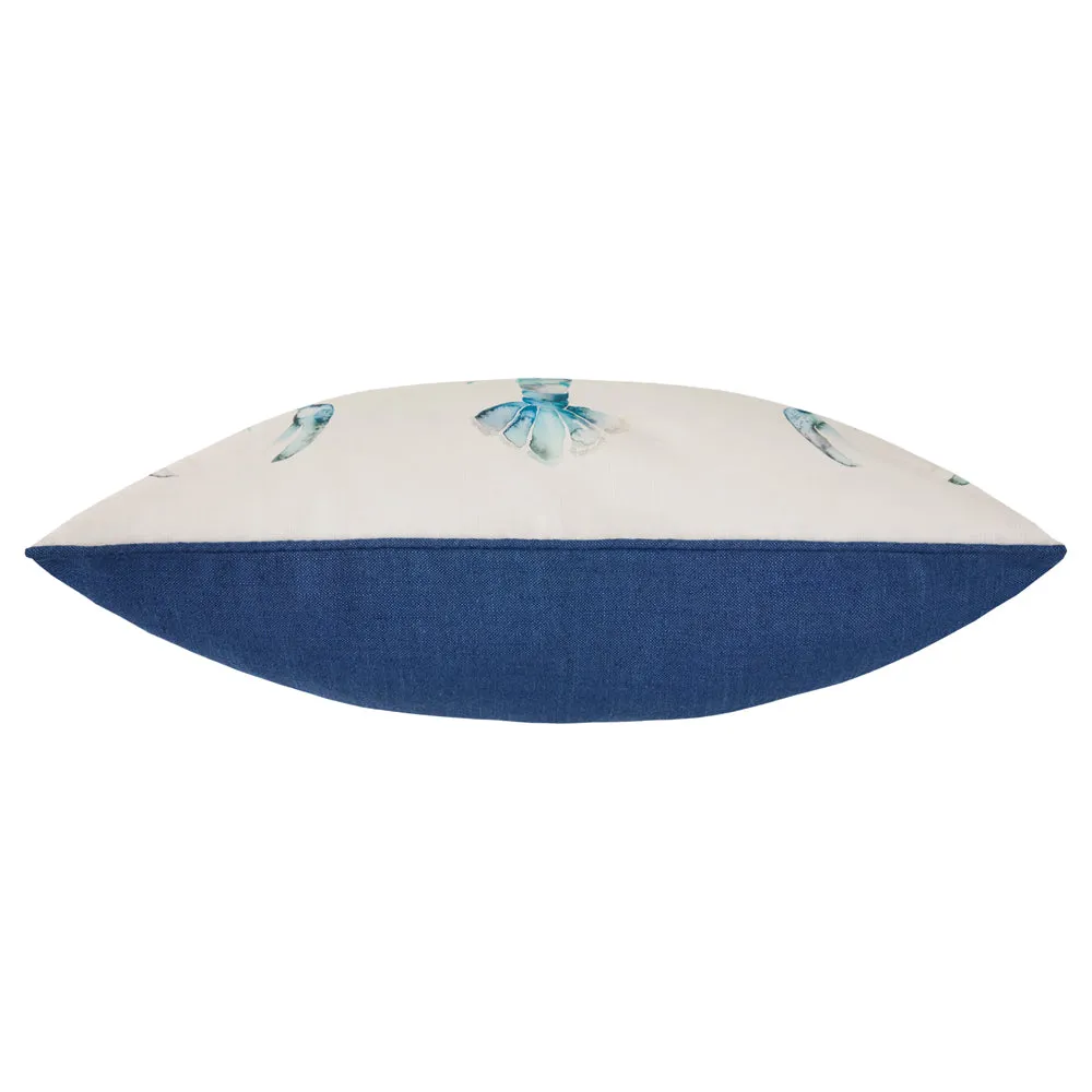 Lobster Printed Piped Cushion Cobalt