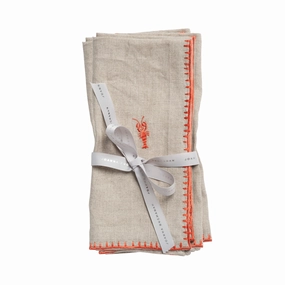 Lobster Embroidered Dinner Napkins, Flax, Set of Two cute desktop display