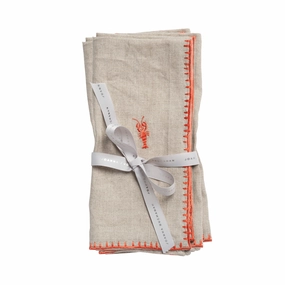 Lobster Embroidered Dinner Napkins, Flax, Set of Two mini desktop sculpture