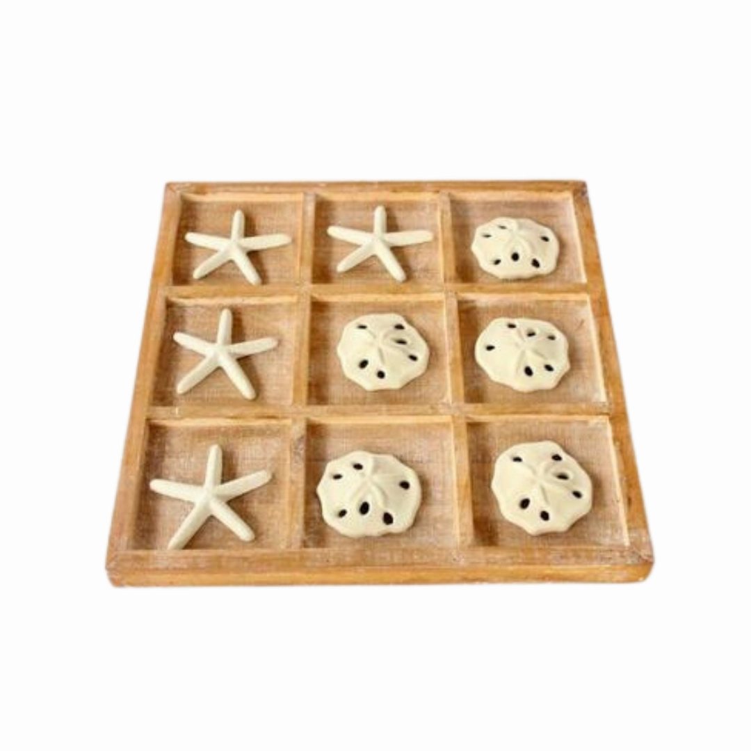 Loose starfish and pansy shells in wooden box 36X36CM decorative home ornament