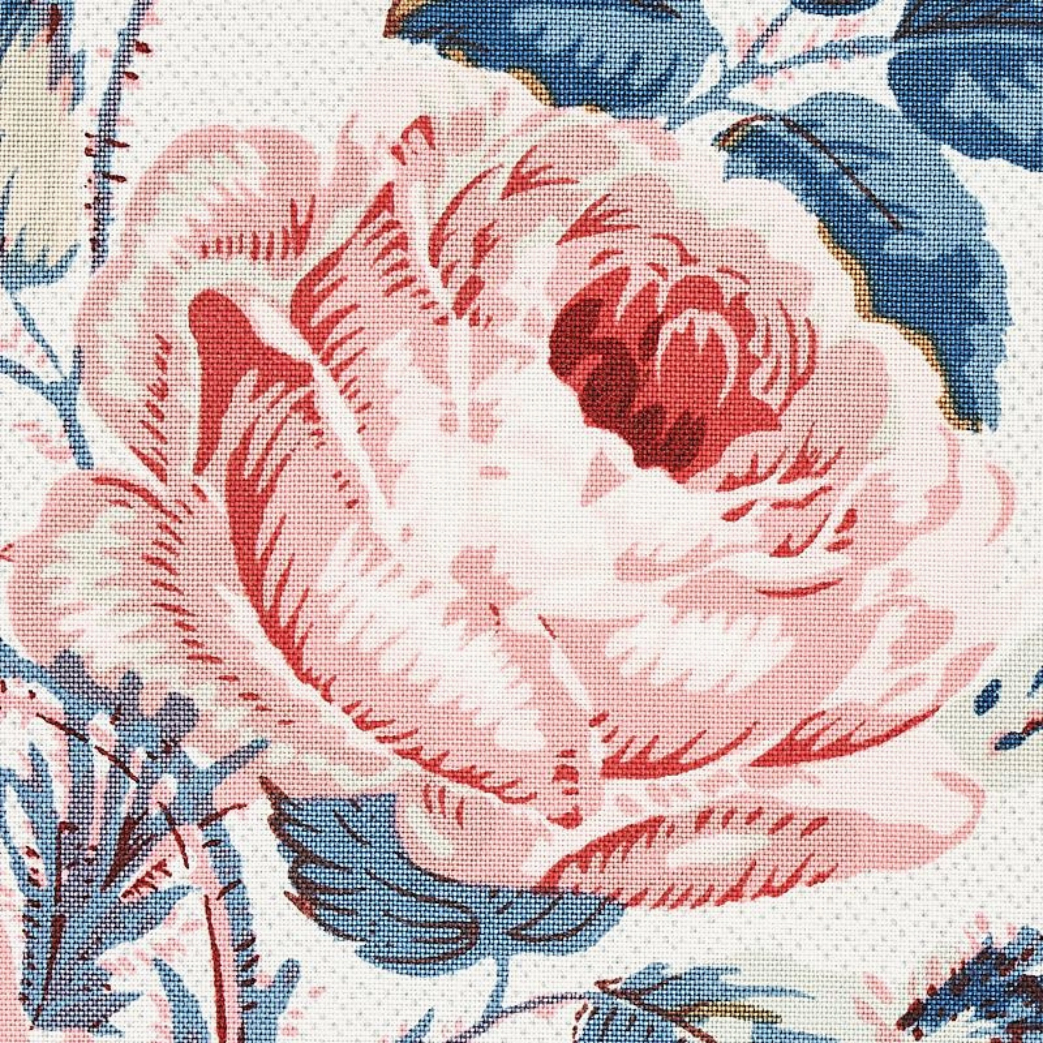 Loudon Rose Wallpaper in Rose and Blue