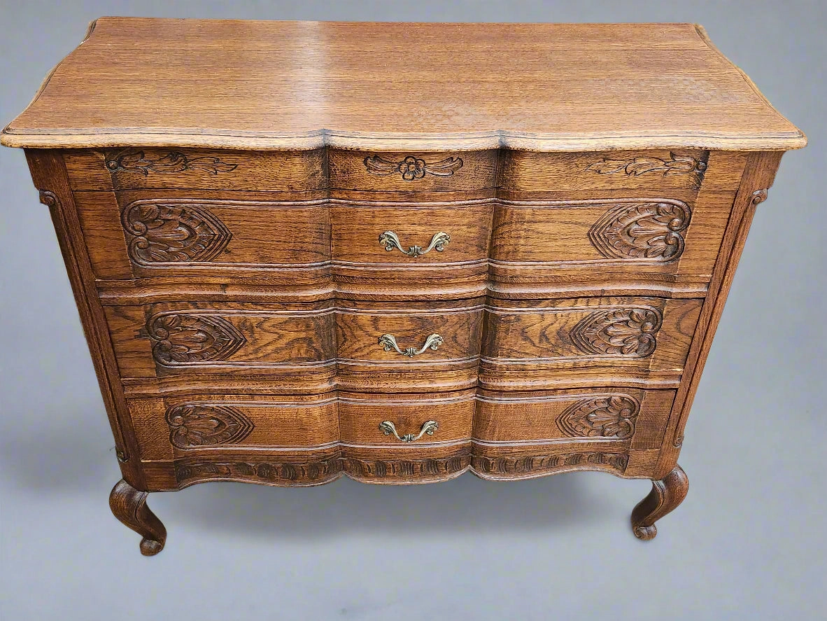LOUIS XV CARVED OAK 3 DRAWER COMMODE artistic wall mural