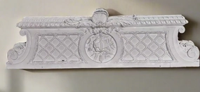 LOUIS XV PAINTED CHALK PEDIMENT WITH MUSIC INSTRUMENTS artistic wall mural