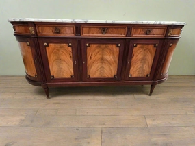 LOUIS XVI DEMILUNE MARBLE TOP MAHOGANY SIDEBOARD artistic wall mural
