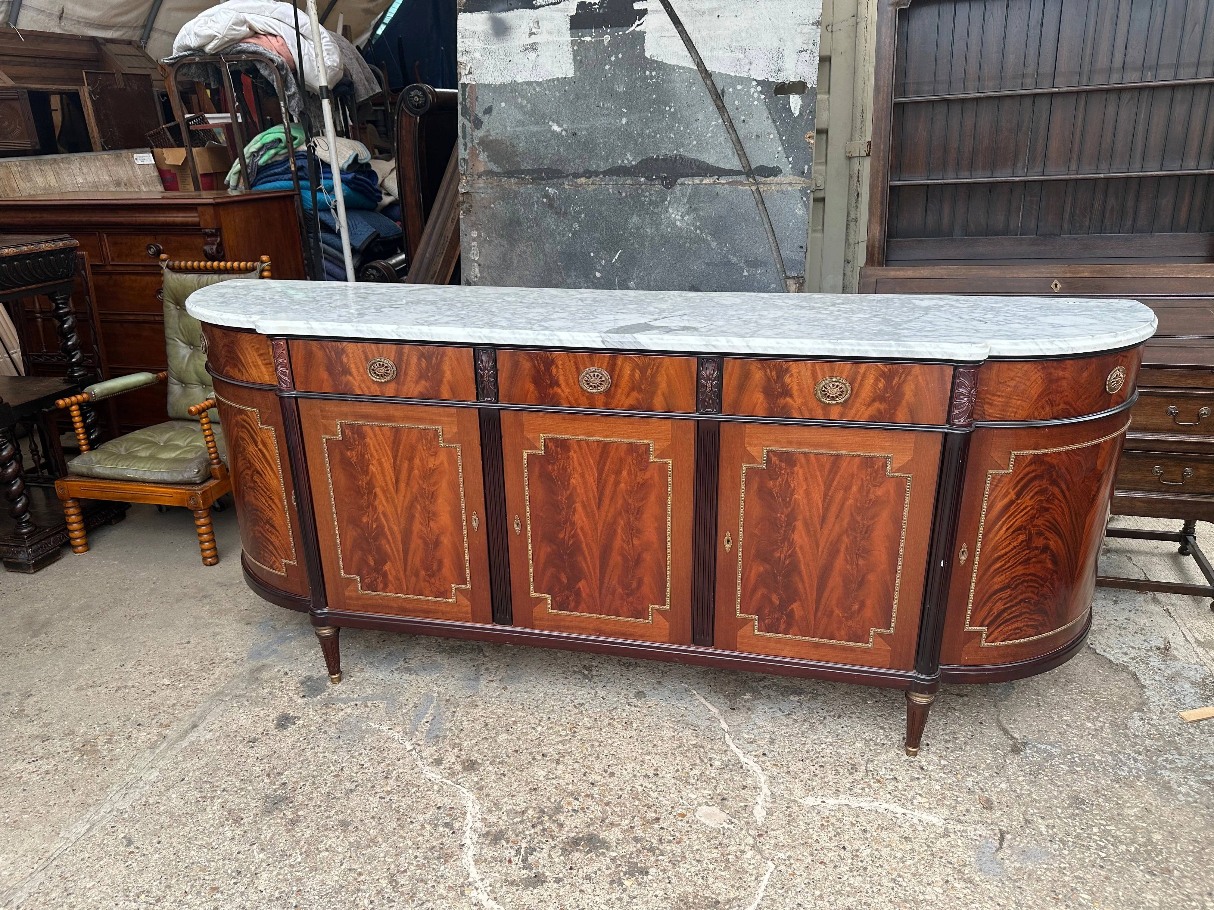 LOUIS XVI MAHOGANY MARBLE TOP SIDEBOARD