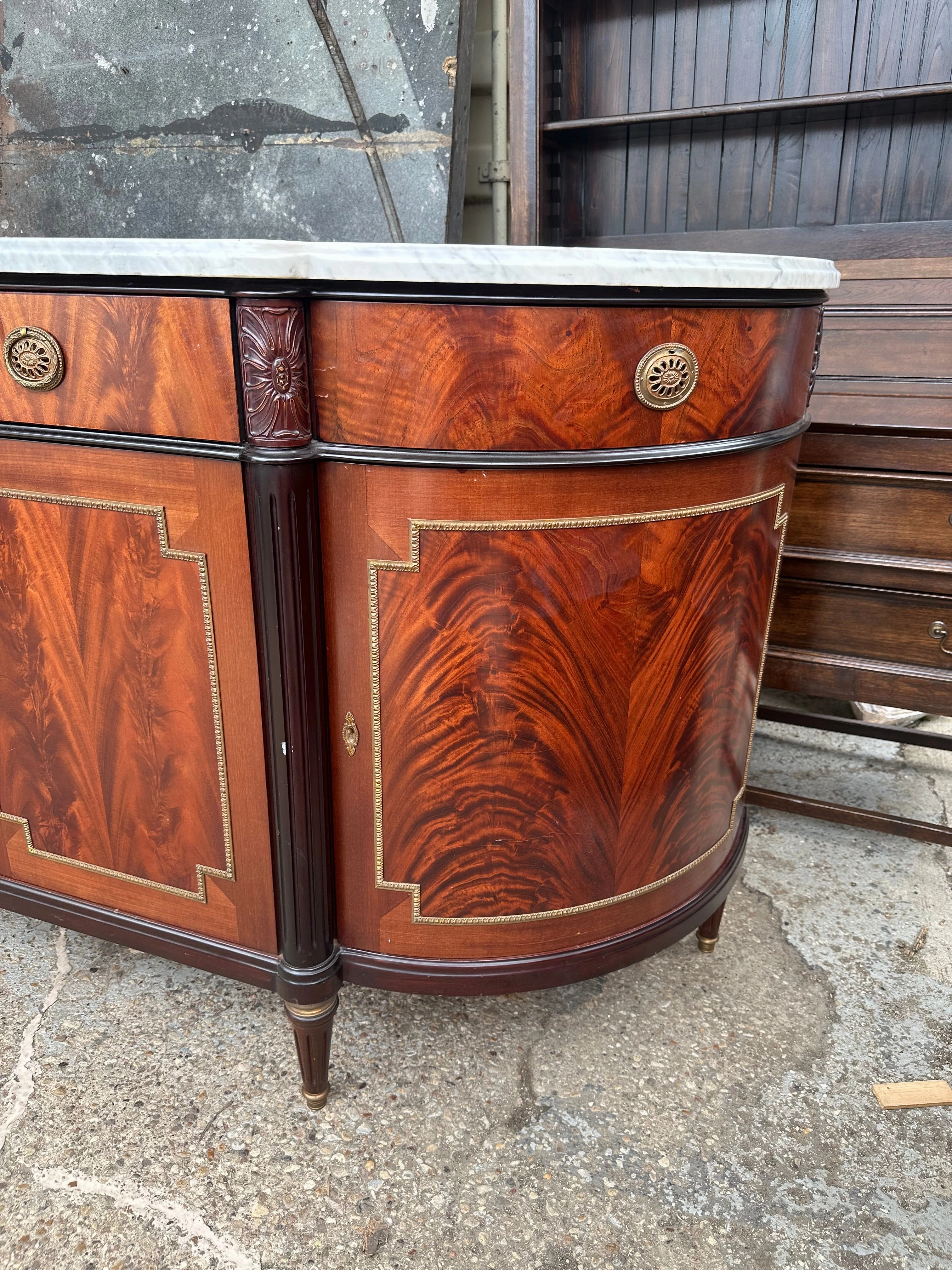 LOUIS XVI MAHOGANY MARBLE TOP SIDEBOARD