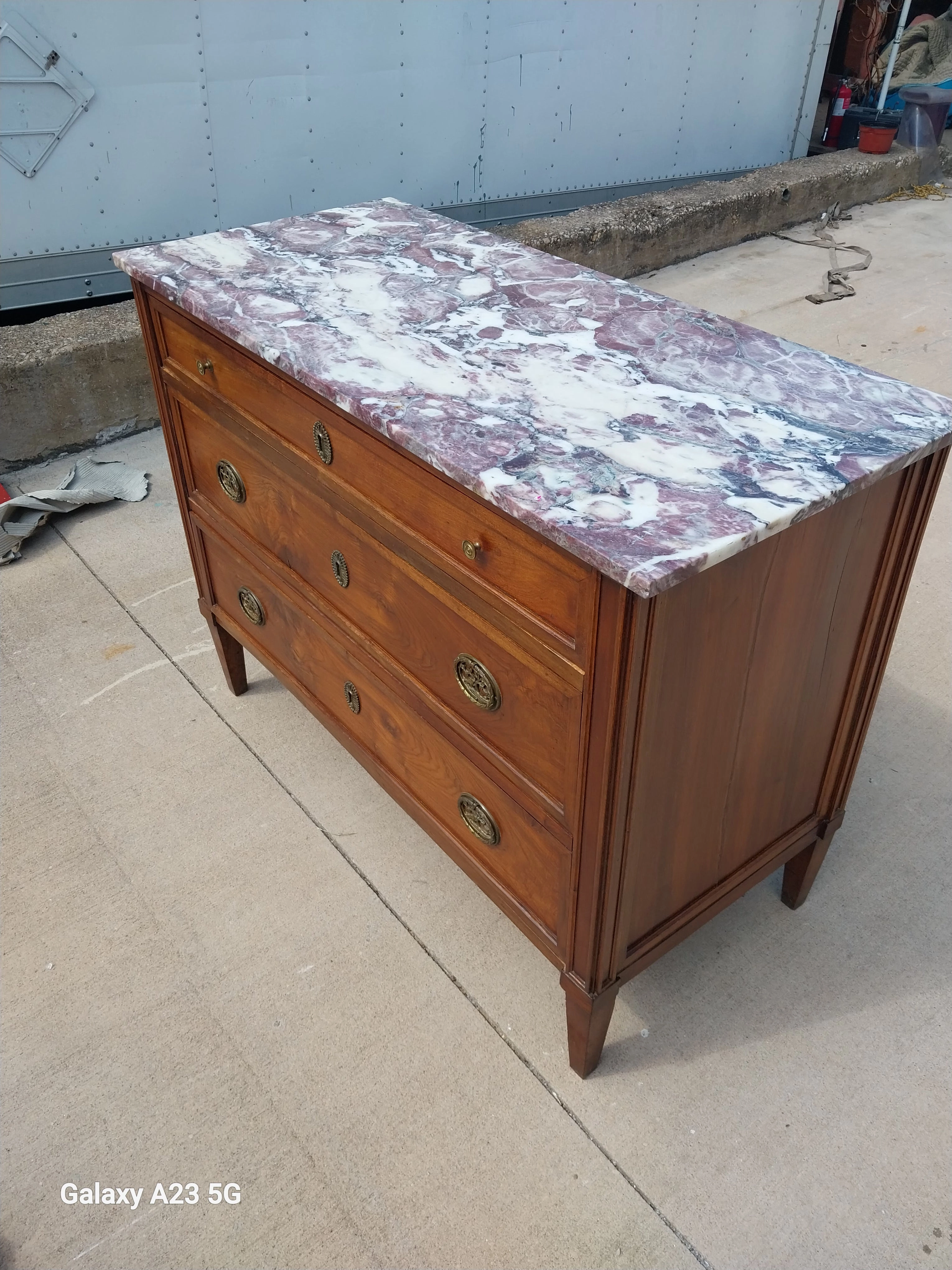 LOUIS XVI MARBLE TOP 3 DRAWER CHEST
