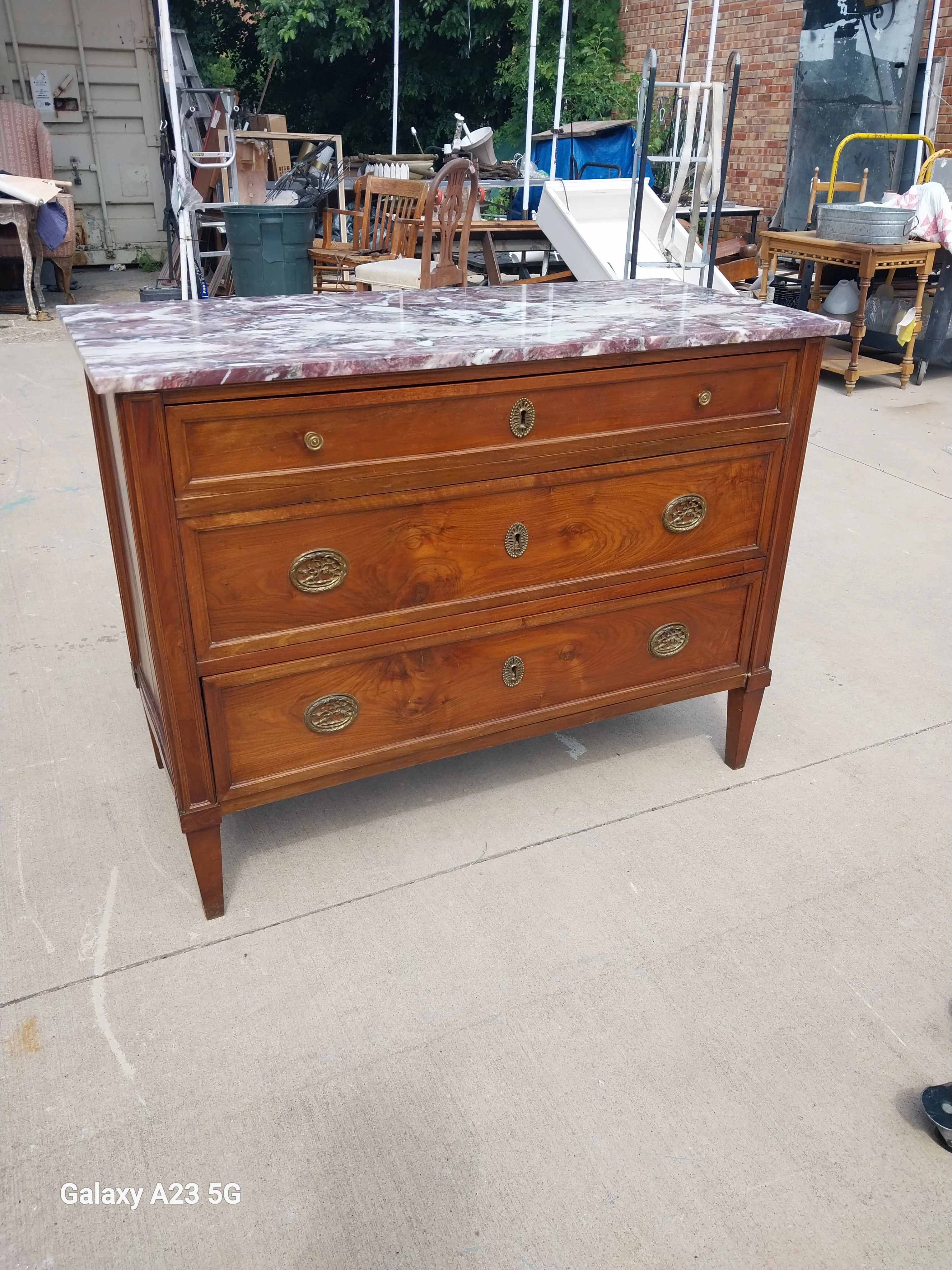 LOUIS XVI MARBLE TOP 3 DRAWER CHEST
