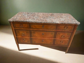 LOUIS XVI PUDDY MARBLE TOP WIDE CHEST WITH DRAWERS WITH BANDING AND PULLOUT DESK artistic wall mural