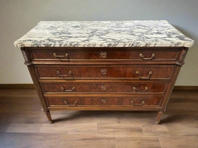 LOUIS XVI WHITE AND GREY MARBLE TOP 4 DRAWER CHEST WITH BALE PULLS artistic wall mural