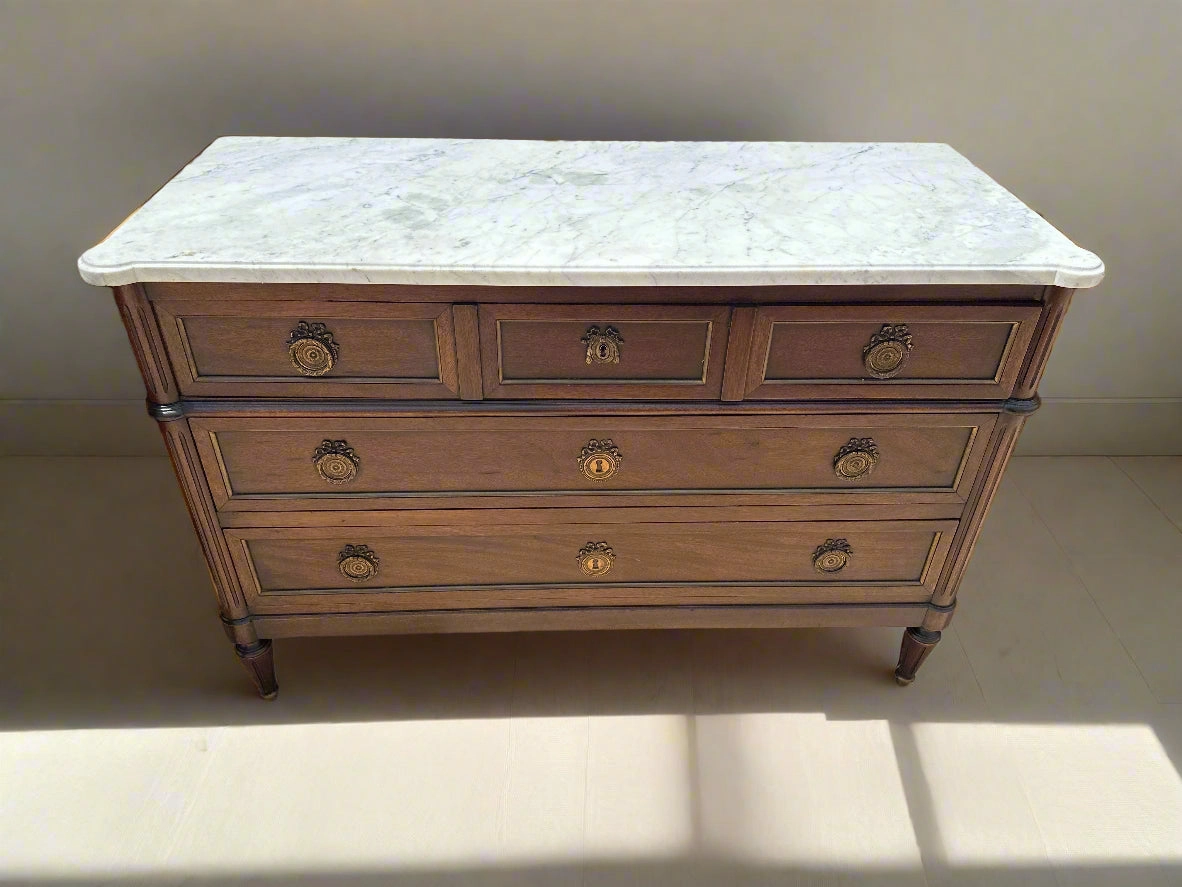 LOUIS XVI WHITE MARBLE TOP 3 DRAWER CHEST WITH RING PULLS artistic wall mural