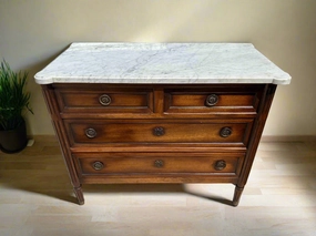 LOUIS XVI WHITE MARBLE TOP 4 DRAWER CHEST WITH FLUTING artistic wall mural
