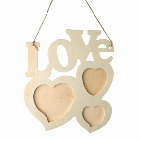 Love Heart Wooden Photo Frame Sign, Ivory, 8-Inch wooden room decoration