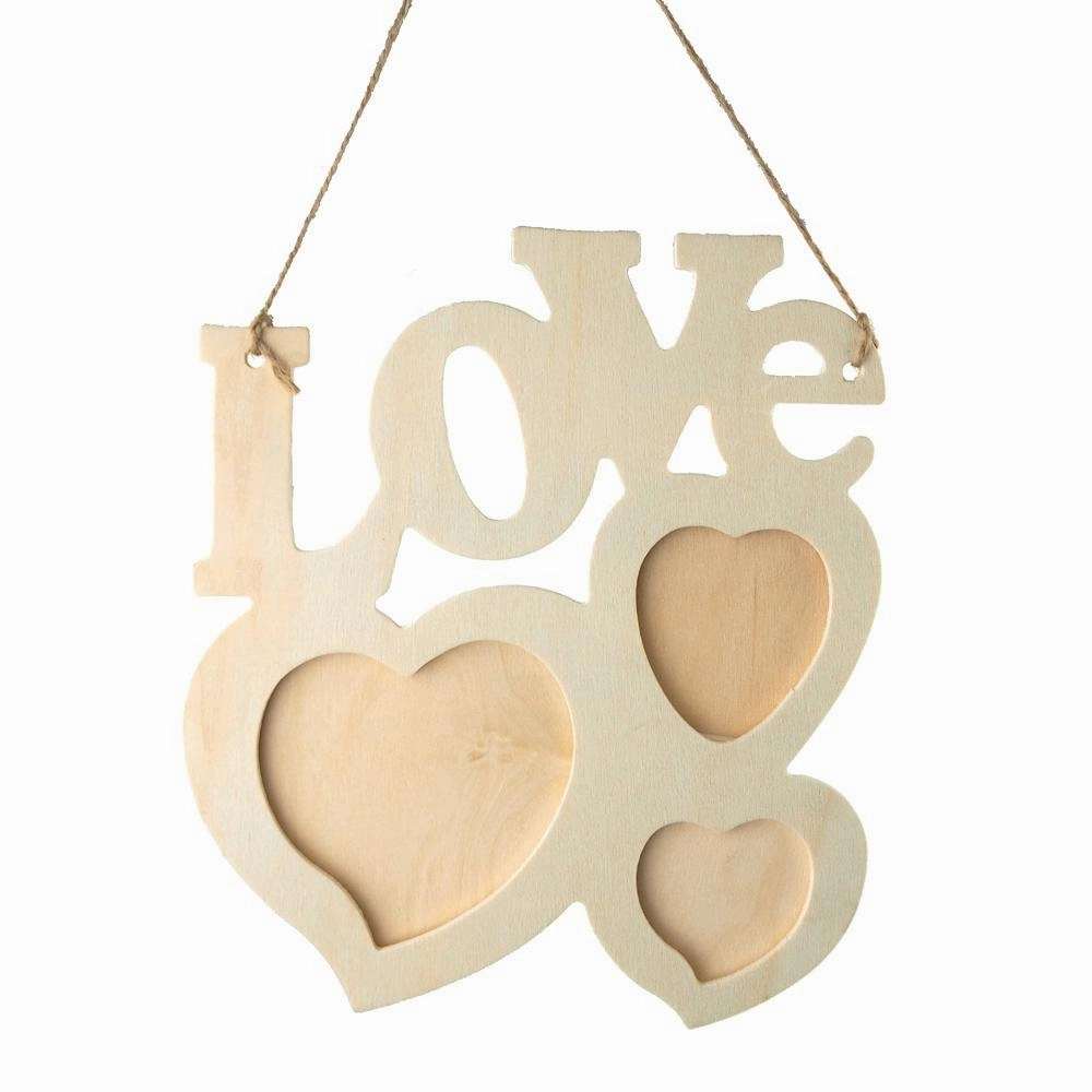 Love Heart Wooden Photo Frame Sign, Ivory, 8-Inch wooden room decoration