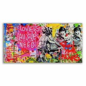 Love is all we need by Banksy framed mural artwork