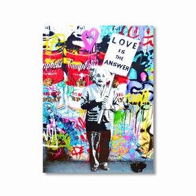 Love is the Answer Einstein by Banksy framed mural artwork