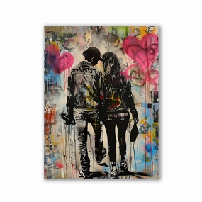 Love x Banksy by Daniel Decker framed mural artwork