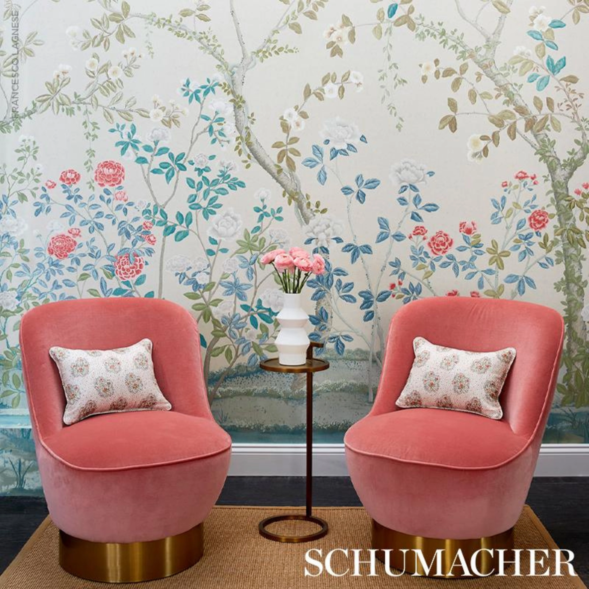 Madame De Pompadour Panel Wallpaper in Alabaster
