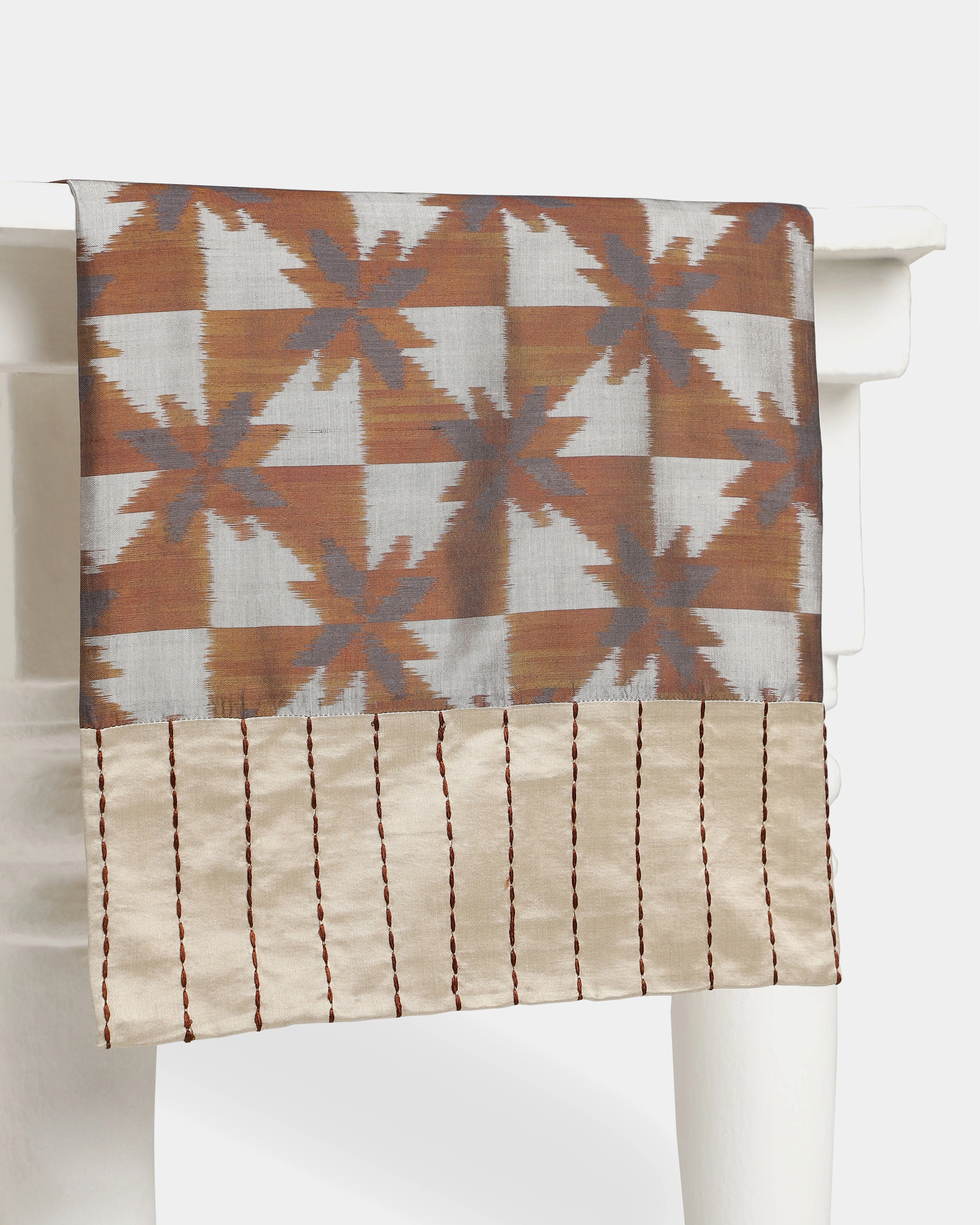Maddalena Weft Ikat Cotton Silk Table Runner ceramic table ornament