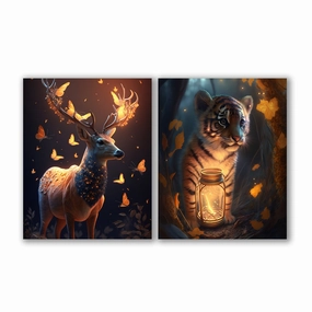 Magical Wildlife - Duo by Zenzdesign framed mural artwork