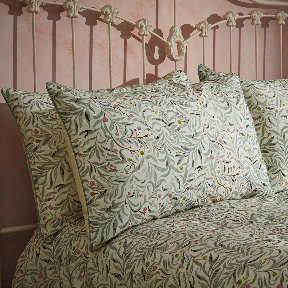 Malory Traditional Floral Printed Piped Pillowcase Pair Eucalyptus modern fashion rug  