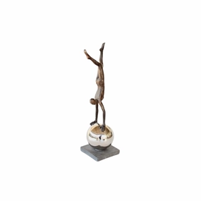MAN ON SILVER BALL 51X13X13CM decorative home ornament