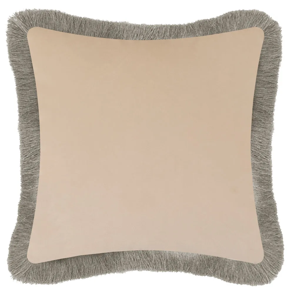 Mangrove Fringed Velvet Cushion Moss
