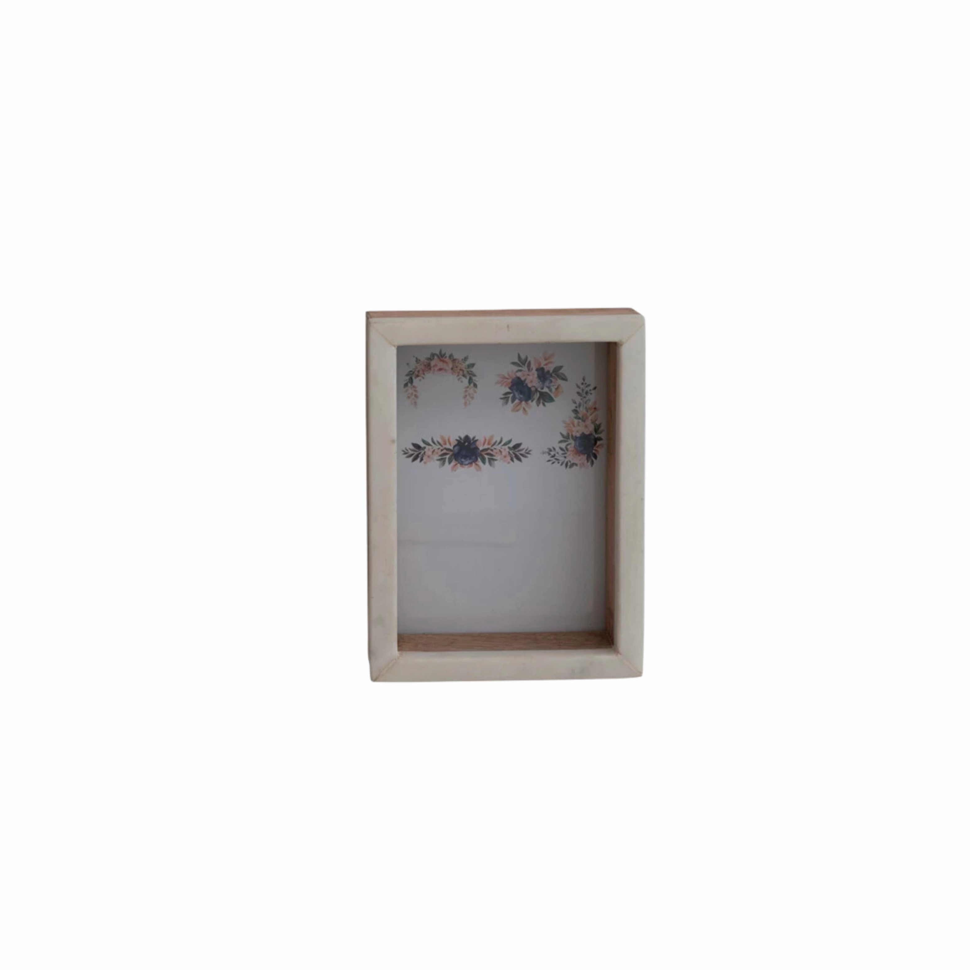 Marble & Mango Wood Shadow Box Photo Frame 5x7" minimalist art object  