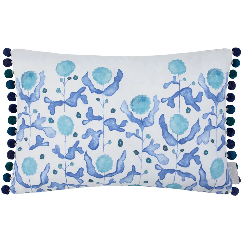 Mariani Printed Pom Pom Cushion Cobalt