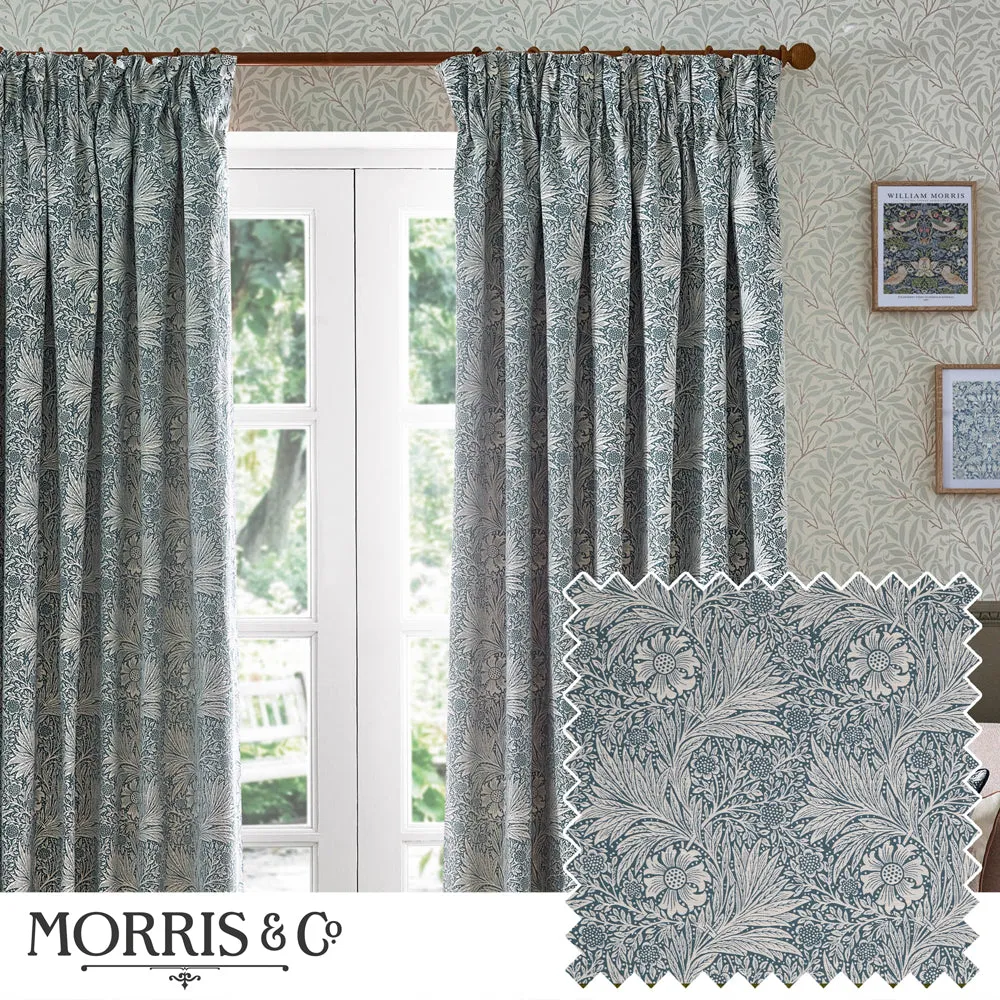 Marigold Floral Jacquard Pencil Pleat Curtains Indigo modern fashion rug  
