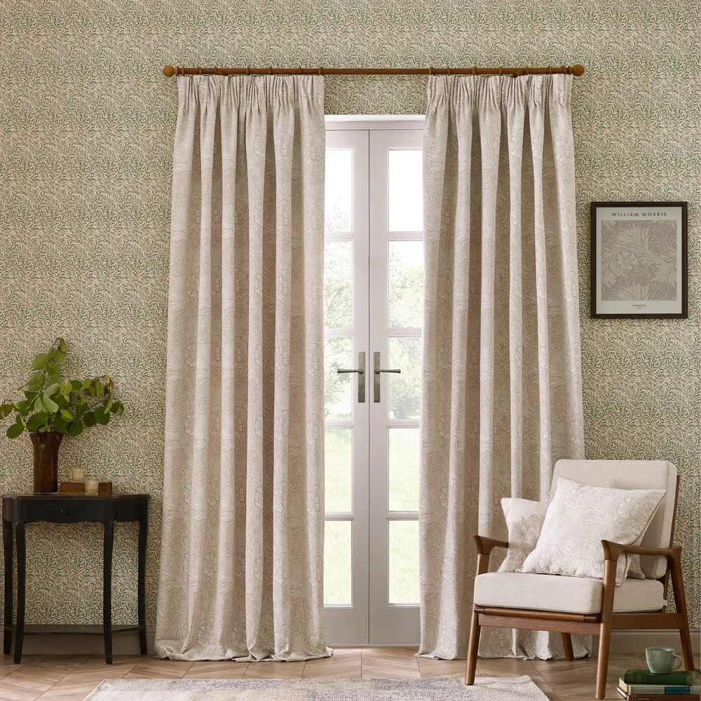 Marigold Floral Jacquard Pencil Pleat Curtains Stone