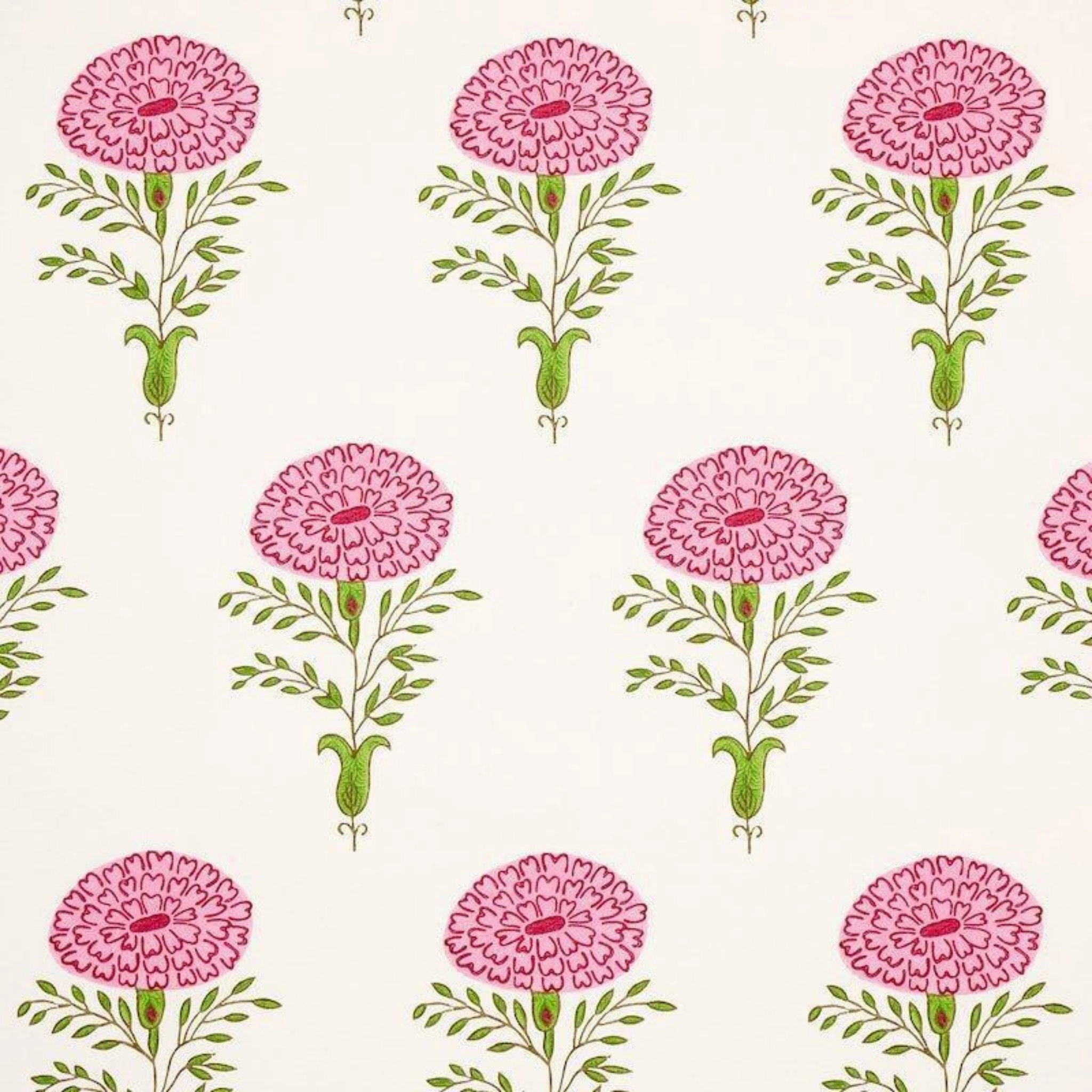 Marigold Wallpaper in Pink paper wall covering