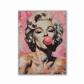 Marilyn with Bubblegum by Daniel Decker framed mural artwork