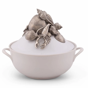 Marine Life Stoneware Soup Tureen mini desktop sculpture