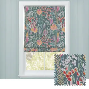 Masina Printed Cotton Made to Measure Roman Blinds Papaya chic floor carpet  