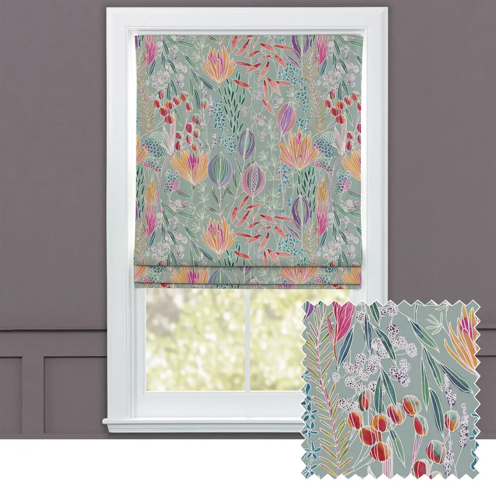 Masina Printed Cotton Made to Measure Roman Blinds Robins Egg chic floor carpet  