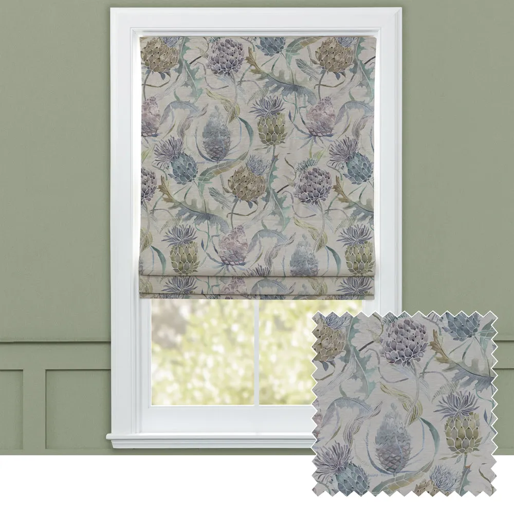 Meadwell Printed Velvet Made to Measure Roman Blinds Periwinkle chic floor carpet  