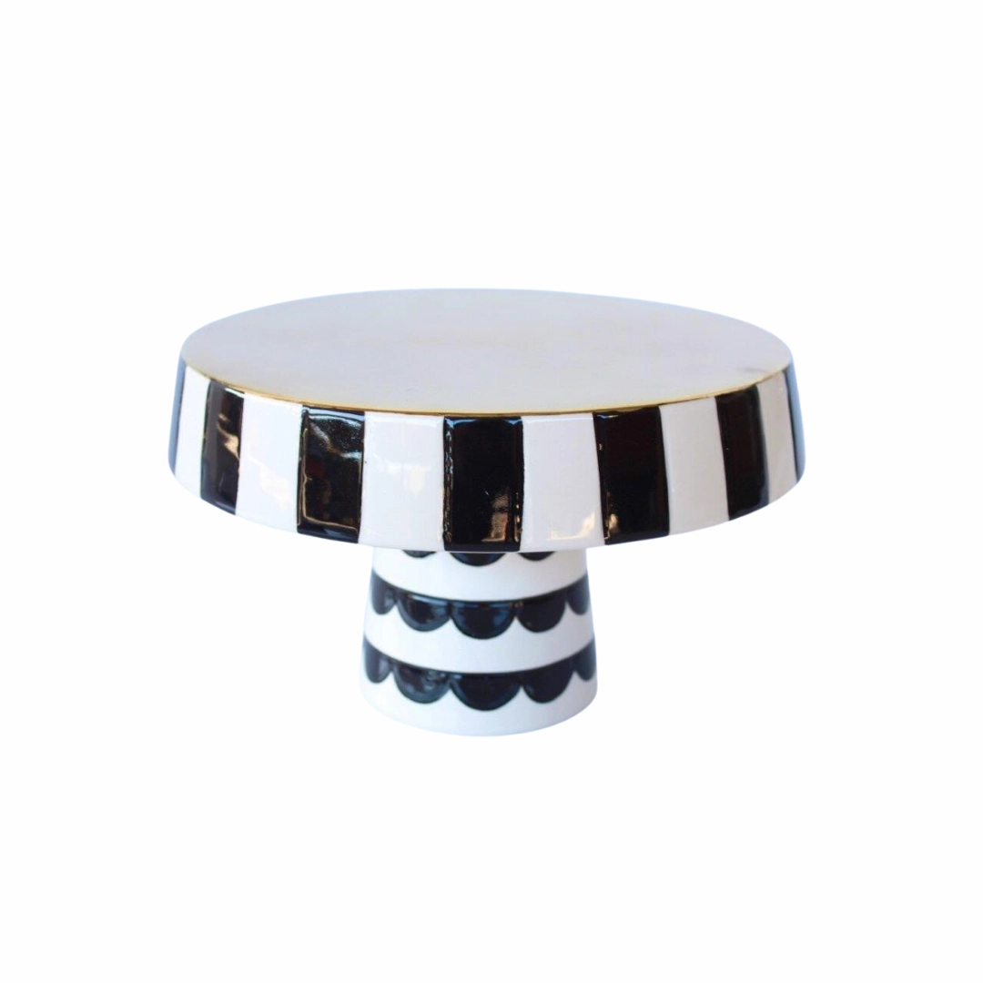 Medium black and white cake stand stripe edge decorative home ornament