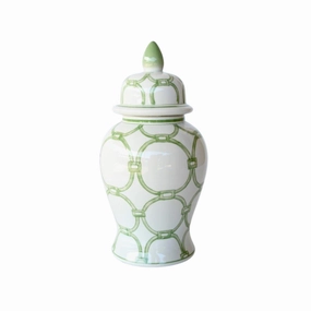 MEDIUM GREEN & WHITE CIRCLES GINGER JAR 35X17CM decorative home ornament