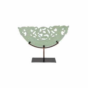 MEDIUM GREEN CUT OUT SANDSTONE ON METAL STAND 29X40X10CM decorative home ornament