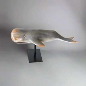 Medium grey whale on stand decorative home ornament