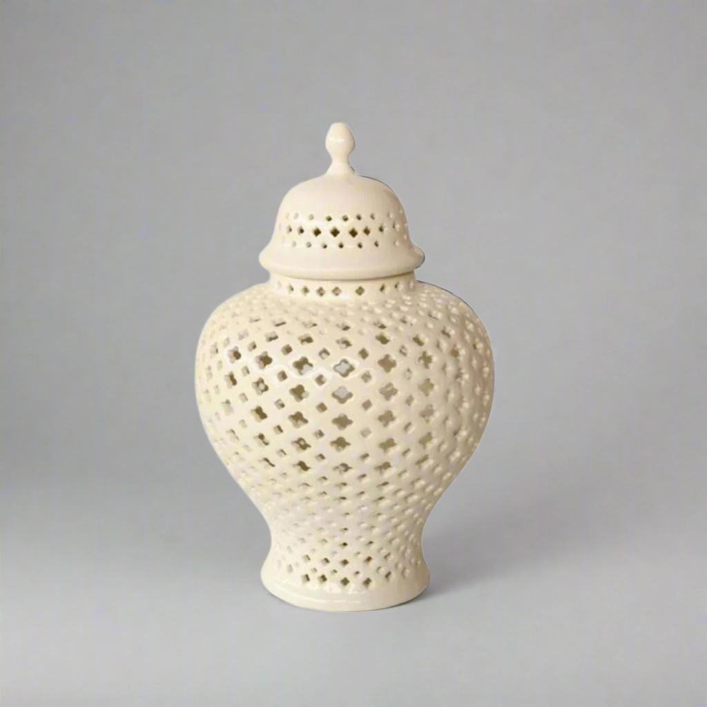 Medium White Cut-Out Ginger Jar decorative home ornament