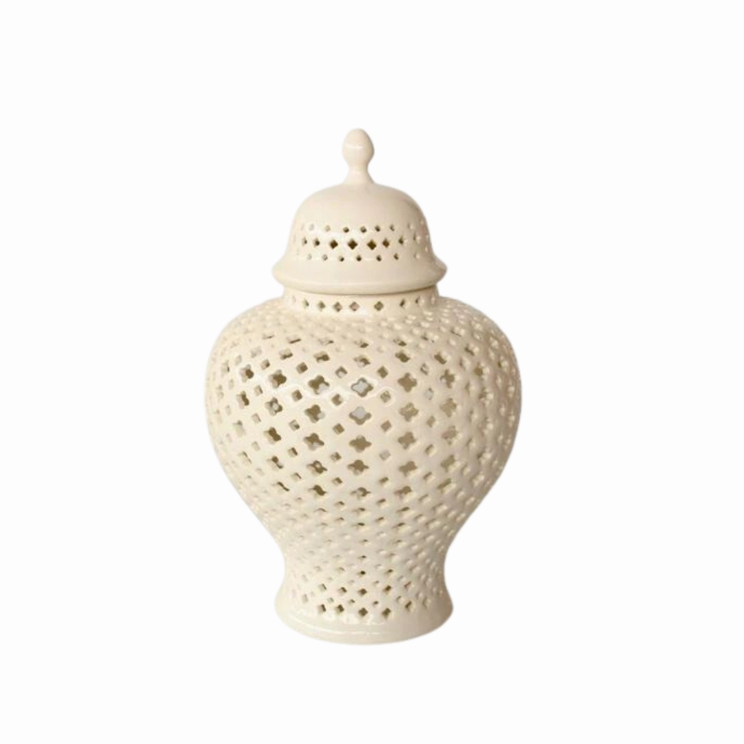 Medium White Cut-Out Ginger Jar