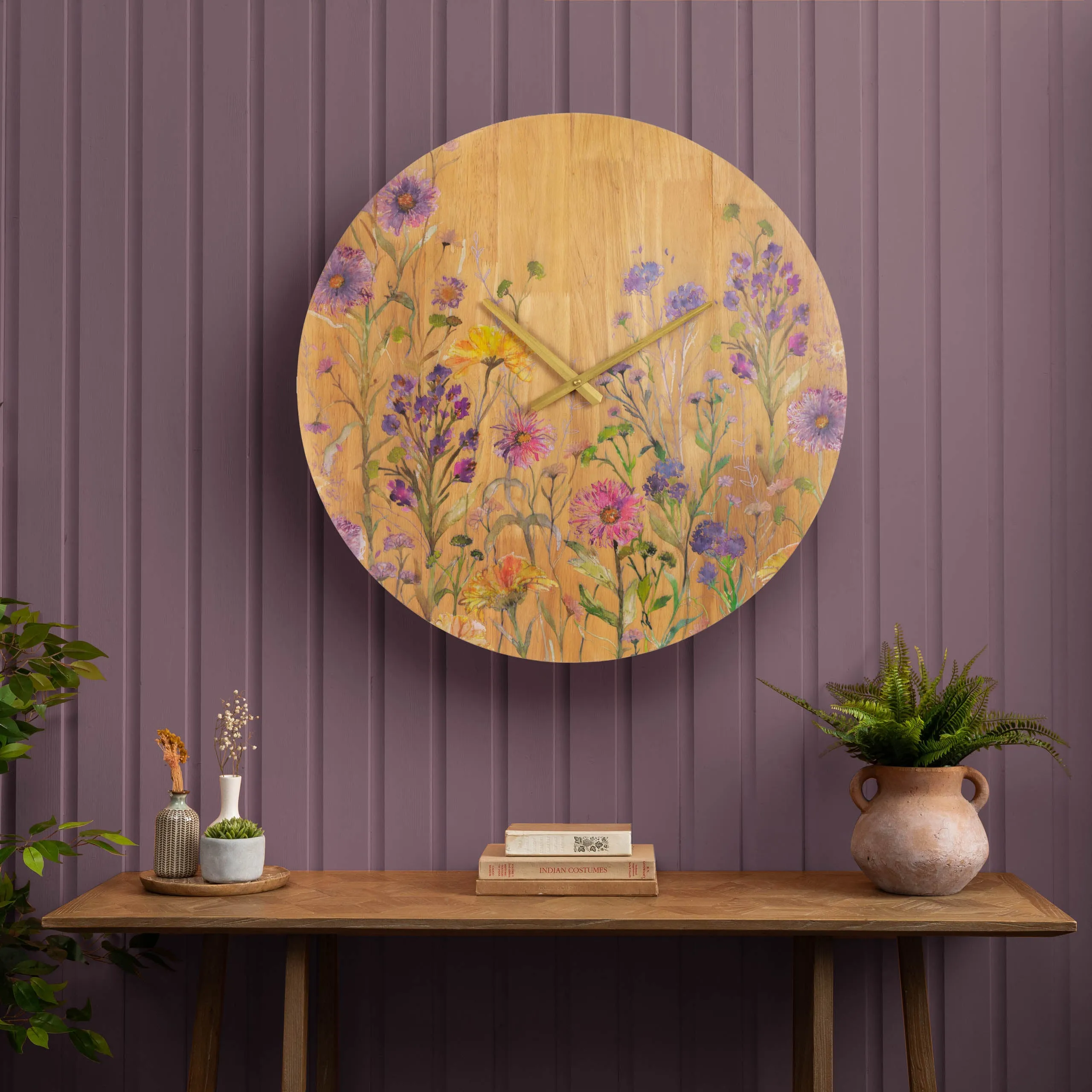 Medmerry Printed Wooden Clock Honey Oak modern fashion rug  