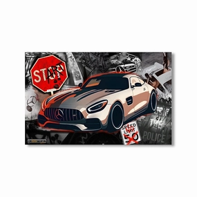 Mercedes by Kiss Pink framed mural artwork