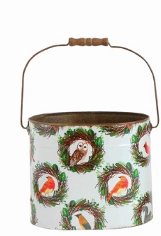 Metal Bucket w/Wooden Handles
